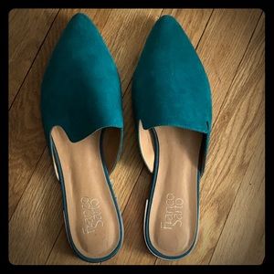 Franco Sarto Flat Green Mules